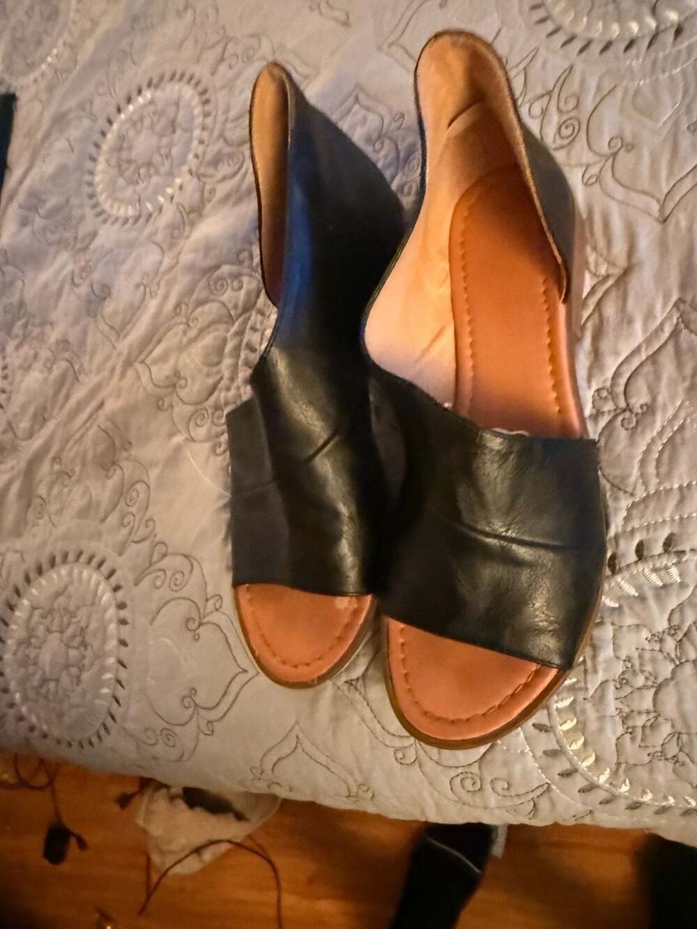 Catherine Malandrino Black D'Orsay Sandals Size 8 Open Toe Flats